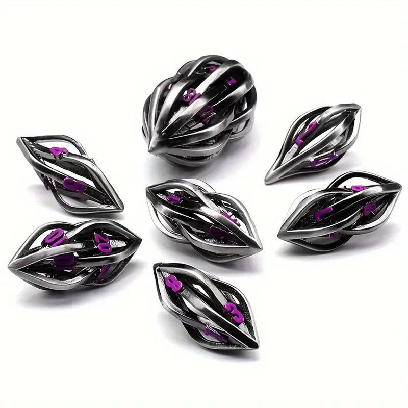 Quenya - 7 Piece Hollow Metal Polyhedral Dice Set