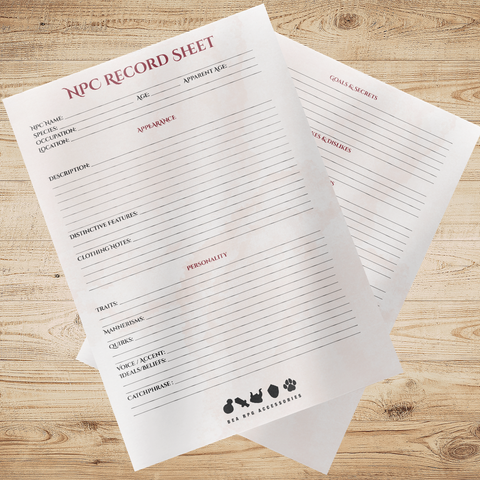 NPC Record Sheet (Fillable & Printable PDF)