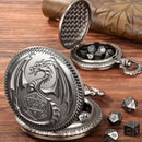 Dragon Guardian - 7 Piece Mini Metal Polyhedral Dice Set & Pocket Watch Style Case