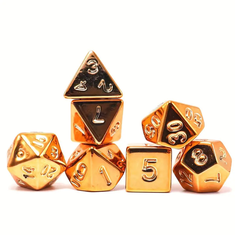 Goblin Treasure - 7 Piece Metal Look Polyhedral Dice Set + Dice Bag