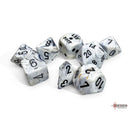 Chessex Lab Dice - Marble Calcite/Black  8 Piece Polyhedral Dice Set (CHX 30067)