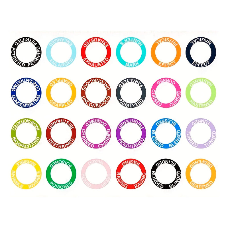 RPG Silicone Condition Rings - 24 Conditions & Spells ( 96 Condition Rings )