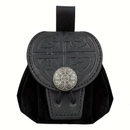 Dark Rune - 2-in-1 Drawstring Large Faux Leather Dice Bag & Dice Tray