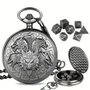 Tiamat Time - 7 Piece Mini Metal Polyhedral Dice Set & Pocket Watch Style Case