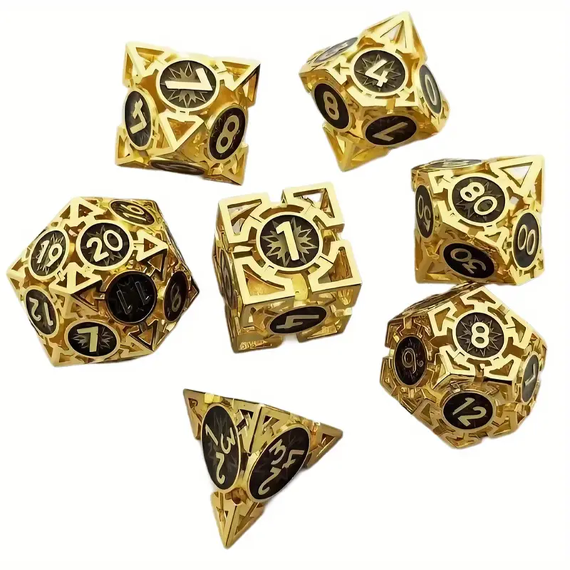 Urza's Power Stone - 7 Piece Hollow Metal Polyhedral Dice Set & Dice Case