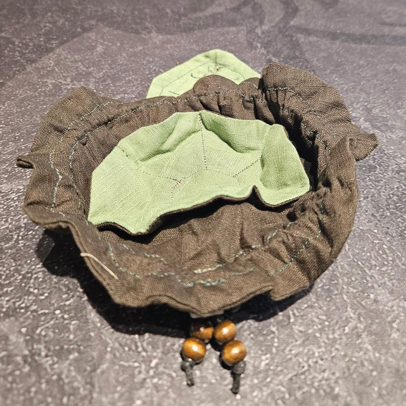 Mini Druid Dice Bag | Leaf Flap Drawstring Pouch (Handmade Dice Bag) Style 2