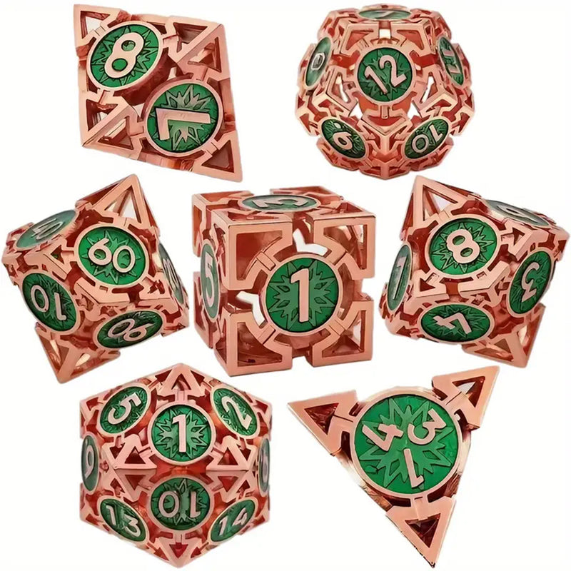 Urza's Avatar - 7 Piece Hollow Metal Polyhedral Dice Set & Dice Case
