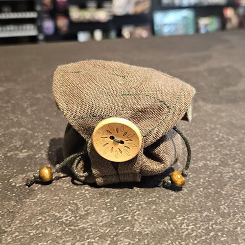 Mini Druid Dice Bag | Leaf Flap Drawstring Pouch (Handmade Dice Bag) Style 1