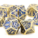 Golden Swords - 7 Piece Metal Polyhedral Dice Set & Dice Case