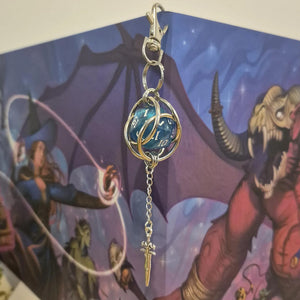 Handmade D20 Dice Keychain - Blue