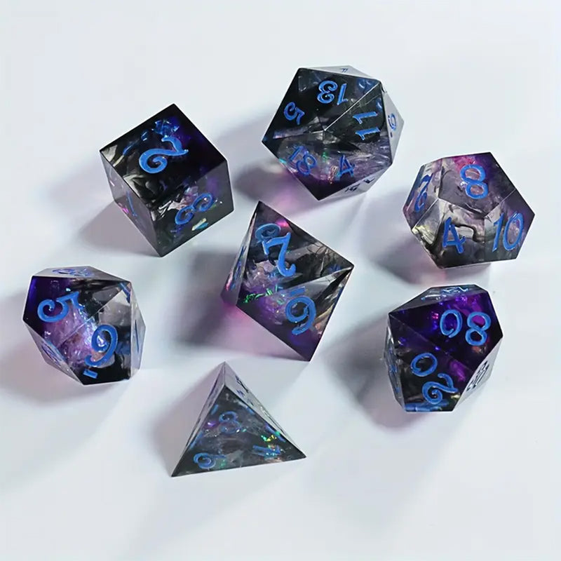Eldritch Bloom - Handcrafted Sharp Edge Dice  Set & Dice Case