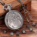 Dragon Guardian - 7 Piece Mini Metal Polyhedral Dice Set & Pocket Watch Style Case