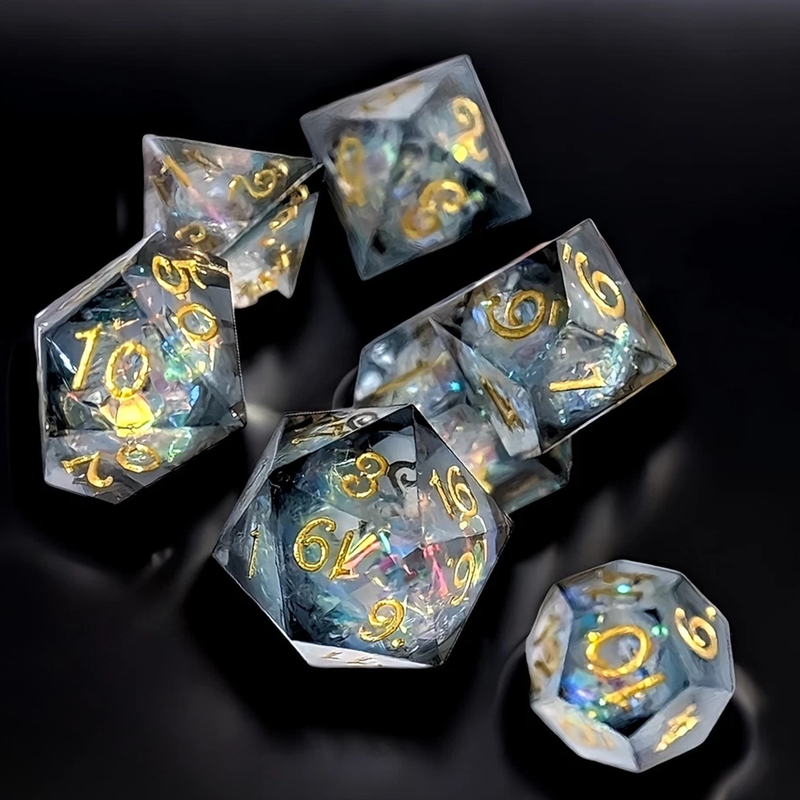 Solstice - Handcrafted Sharp Edge Dice Set & Dice Case