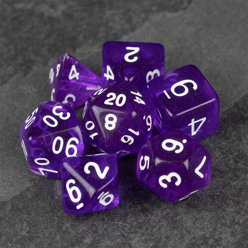 Ultraviolet - 7 Piece Polyhedral Dice Set + Dice Bag