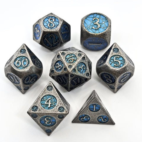 Stormforged - 7 Piece Metal Polyhedral Dice Set & Dice Case