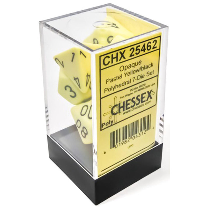 Chessex Opaque Pastel Yellow/Black 7 Piece Polyhedral Dice Set (CHX 25462)