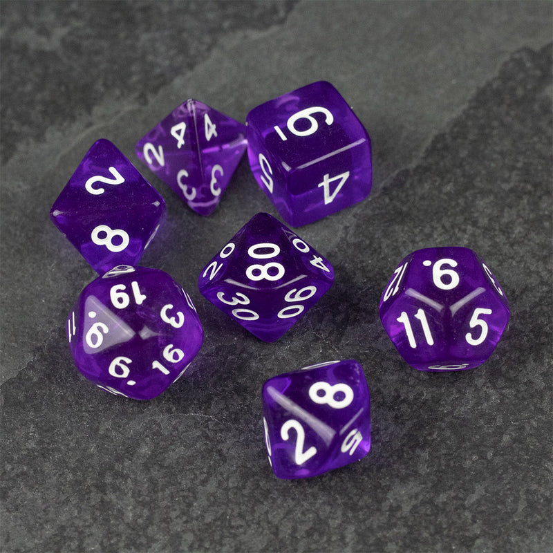 Ultraviolet - 7 Piece Polyhedral Dice Set + Dice Bag