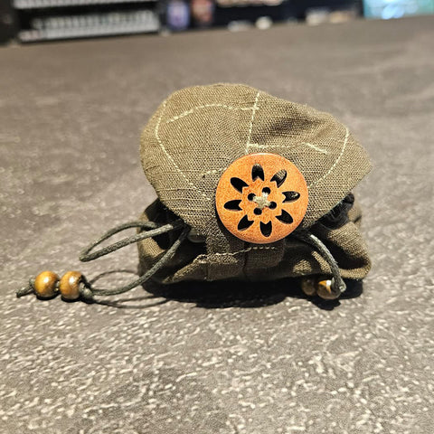 Mini Druid Dice Bag | Leaf Flap Drawstring Pouch (Handmade Dice Bag) Style 2