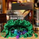 Dragon Storm Velvet Multipocket Dice Bag - Green