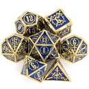 Golden Swords - 7 Piece Metal Polyhedral Dice Set & Dice Case