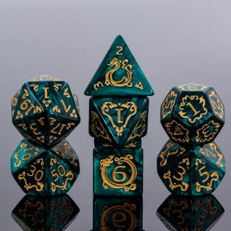 Elphaba - 7 Piece Polyhedral Dice Set + Dice Bag