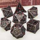 Splatter Drake - 7 Piece Metal Polyhedral Dice Set & Dice Case