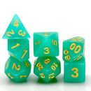 Aqua  - 7 Piece Polyhedral Dice Set + Dice Bag