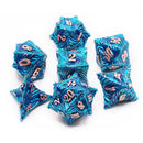 Blue Vortex - 7 Piece Metal Polyhedral Dice Set & Dice Case