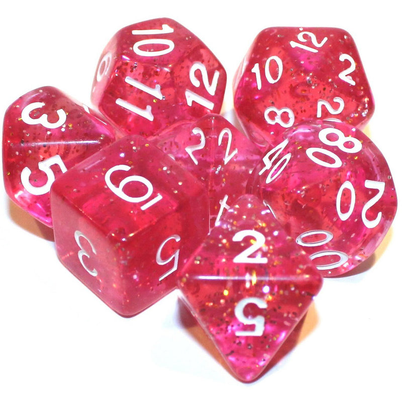 Pink Cadillac - 7 Piece Polyhedral Dice Set + Dice Bag