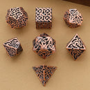 Valhalla's Weave - 7 Piece Hollow Metal Polyhedral Dice Set & Dice Case