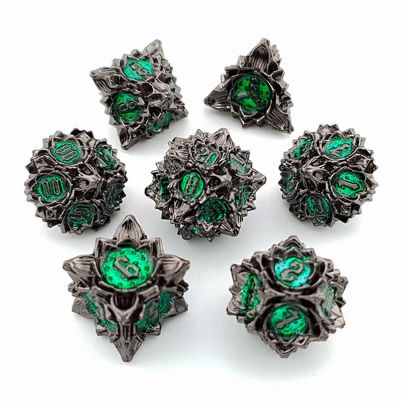Snake Scale - 7 Piece Metal Polyhedral Dice Set  & Dice Case