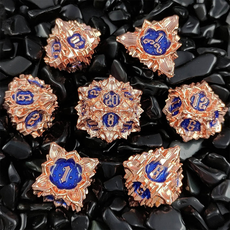 Ravens Wing  - 7 Piece Metal Polyhedral Dice Set  & Dice Case