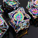 Feywild Foliage - 7 Piece Hollow Metal Polyhedral Dice Set & Dice Case