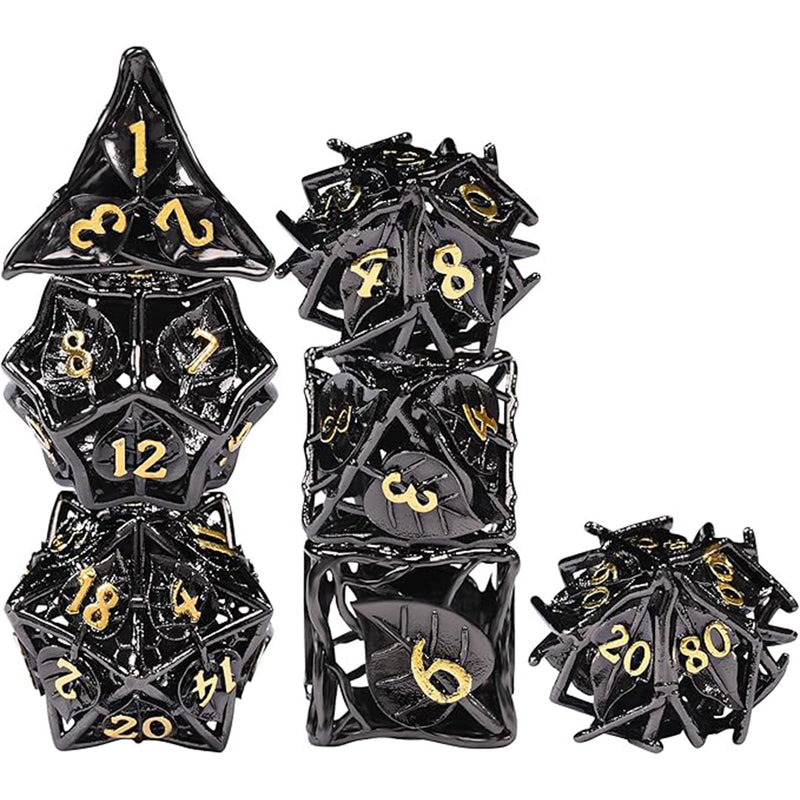 Darkened Woods - 7 Piece Hollow Metal Polyhedral Dice Set & Dice Case