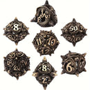 Dracotrop - 7 Piece Hollow Metal Polyhedral Dice Set & Dice Case