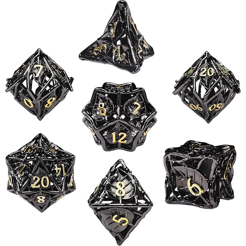 Darkened Woods - 7 Piece Hollow Metal Polyhedral Dice Set & Dice Case