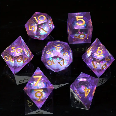 Amethyst Elixir - Liquid Core Sharp Edge Dice Set