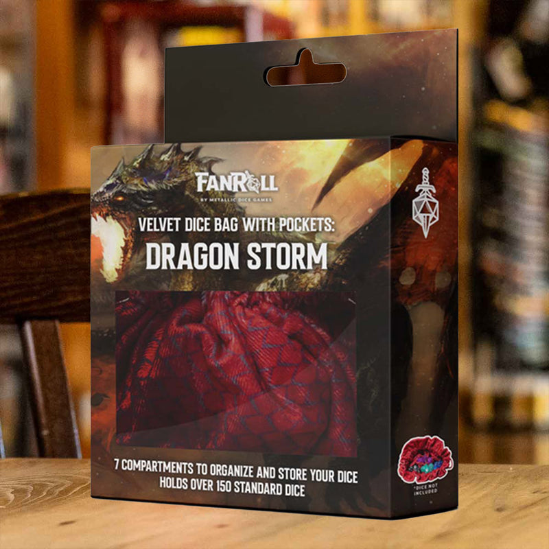 Dragon Storm Velvet Multipocket Dice Bag - Red