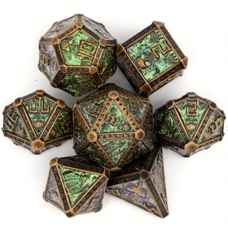 Forgotten Age - 7 Piece Metal Polyhedral Dice Set & Dice Case
