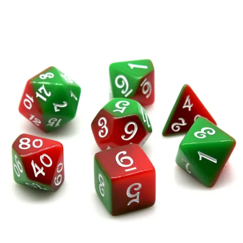 Santas Little Helpers - 7 Piece Polyhedral Dice Set + Dice Bag - Support Wellington City Mission - $5 from each purchase donated.