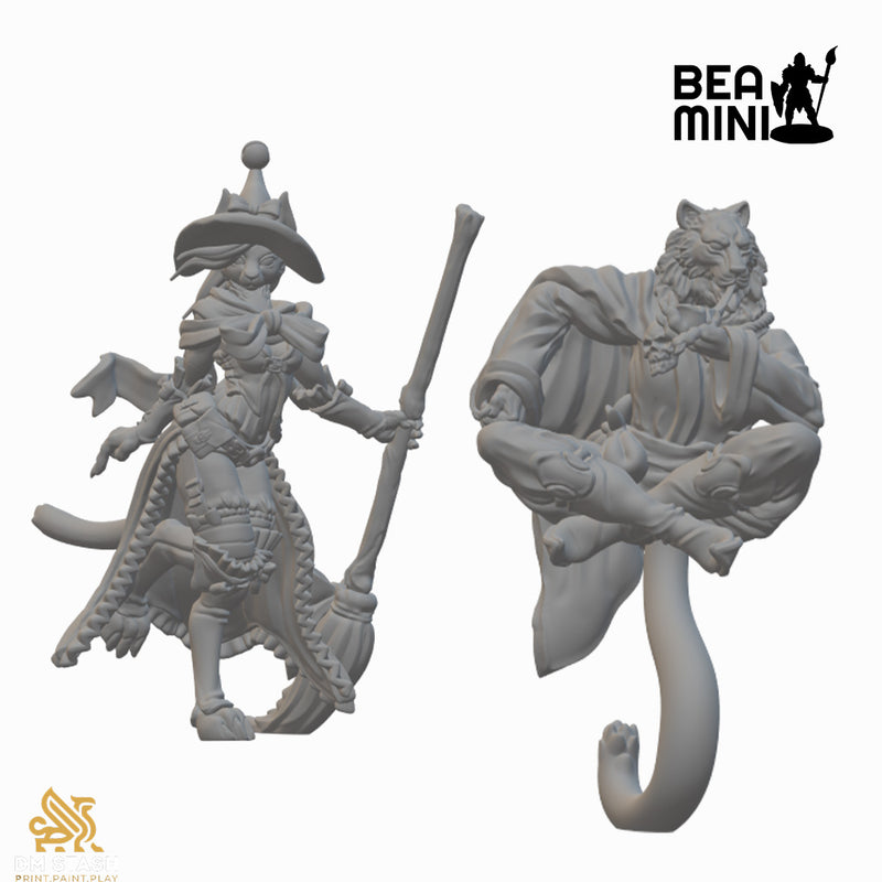 Tabaxi Wizards | BeaMini Unpainted RPG Miniatures