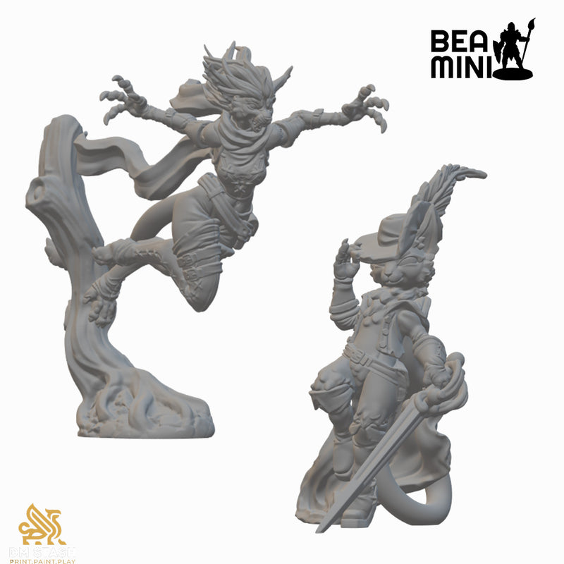 Tabaxi Rogues | BeaMini Unpainted RPG Miniatures