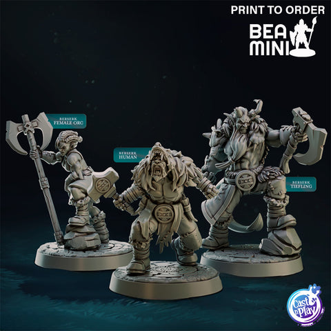 Barbarian Berserkers | BeaMini Print to Order Miniatures