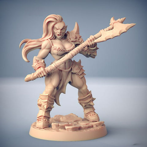 Orc Female Barbarian A | BeaMini Print to Order Miniatures