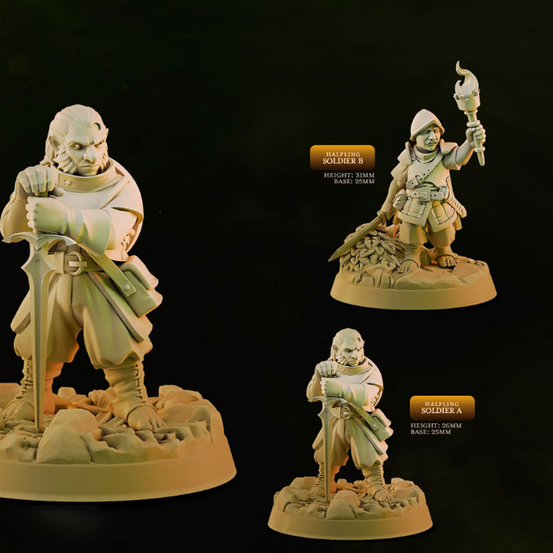 Halfling Soldiers | BeaMini Print to Order Miniatures