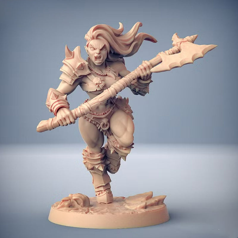 Orc Female Barbarian B | BeaMini Print to Order Miniatures