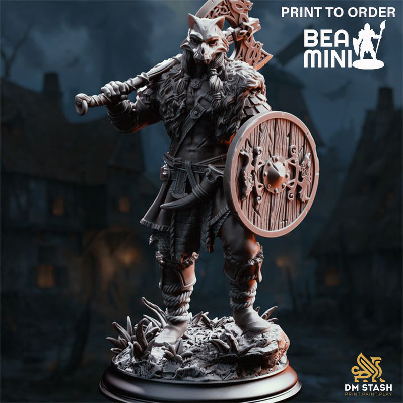 Skjolnir Ulvar - Human Barbarian | BeaMini Print to Order Miniatures