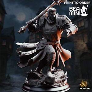 Thaddeus the Fortress - Hiuman Paladin | BeaMini Print to Order Miniatures