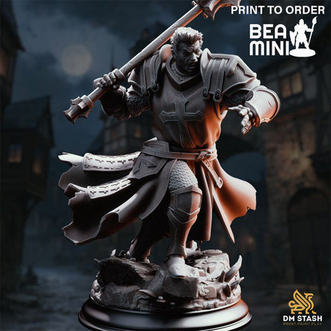 Thaddeus the Fortress - Hiuman Paladin | BeaMini Print to Order Miniatures