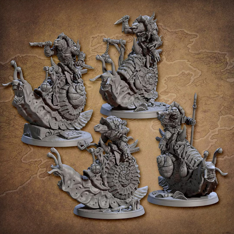 Tortle Snail Riders | BeaMini Print to Order Miniatures